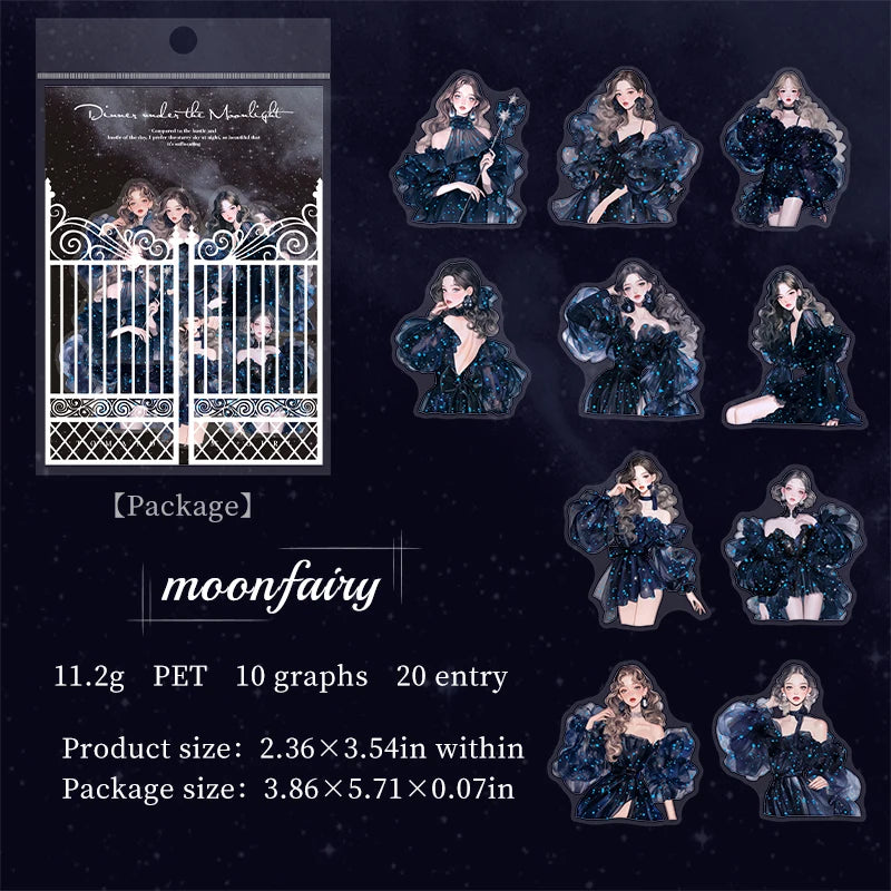 20pcs party girl series waterproof PET stickers DIY scrapbook decoration photo frame album diary envelope stationery decoration