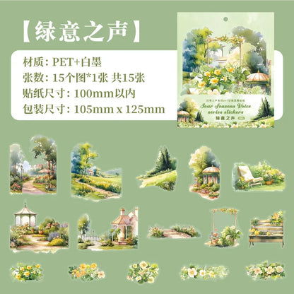 S-31 Mr. Paper, Four Seasons Forest Garden Theme Stickers, Decorative Scrapbook Notebook Phone Case Diary Collage Material Stickers