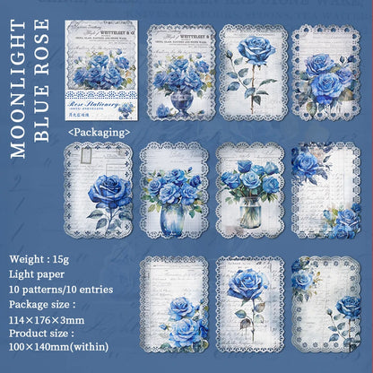 JIANQI 10pcs/pack Vintage Rose Floral Lace paper Scrapbook Materials DIY Junk Journal Collage Photo Album Retro Background paper