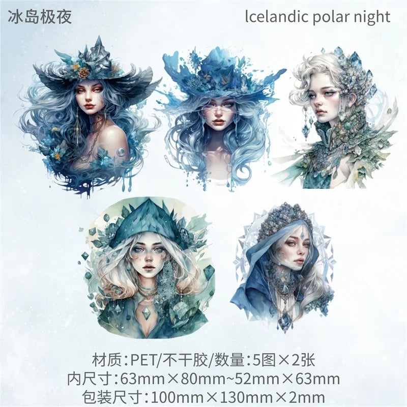 10Sheets Retro Sticker Pack DIY Fairy Material Supplies Character Handbook Sticker Decorative Stickers Scrapbook Cut 13*9CM