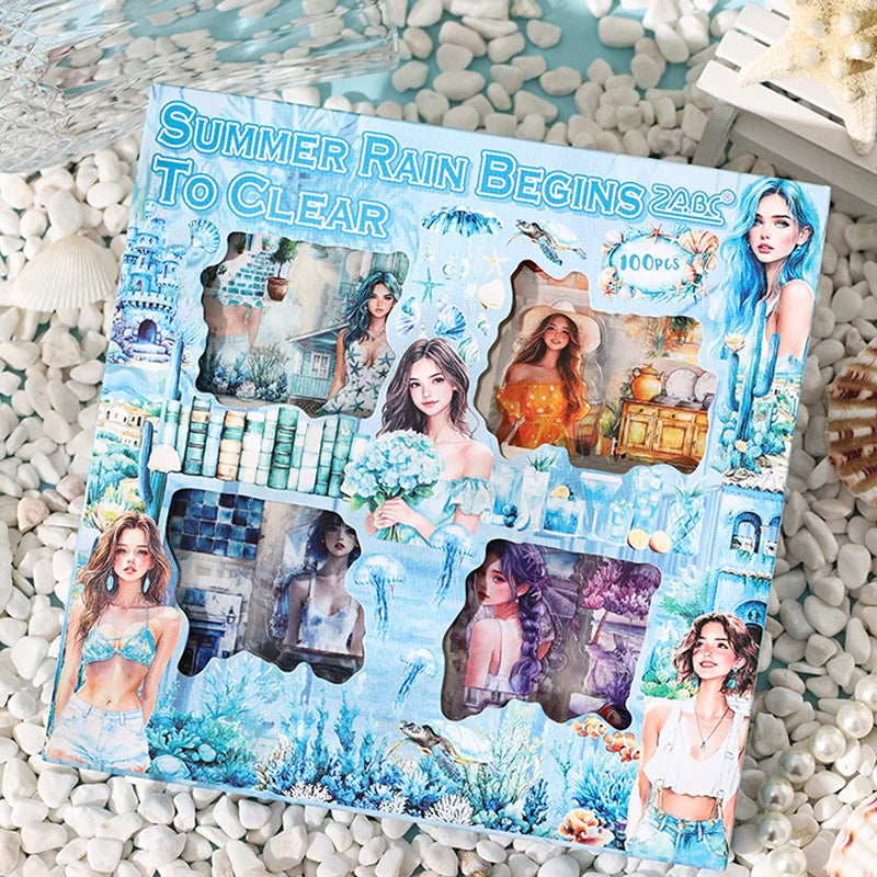 Mr Paper 100Pcs/box Flowering Seasons Series Boxed Stickers Children's Handbook Stickers Cute Style DIY Scrapbook Picture Book