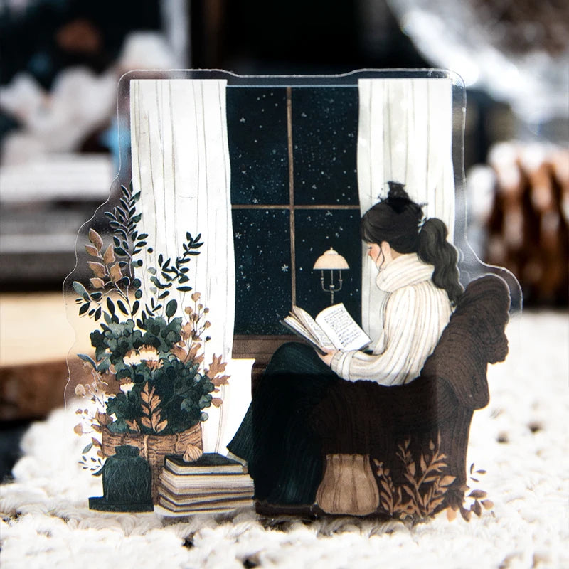S-17 Mr. Paper 2Style 30Pcs/bag Window Theme PET Special Oil Stickers Creative Handbook Stickers DIY Picture Book Notebook Photo