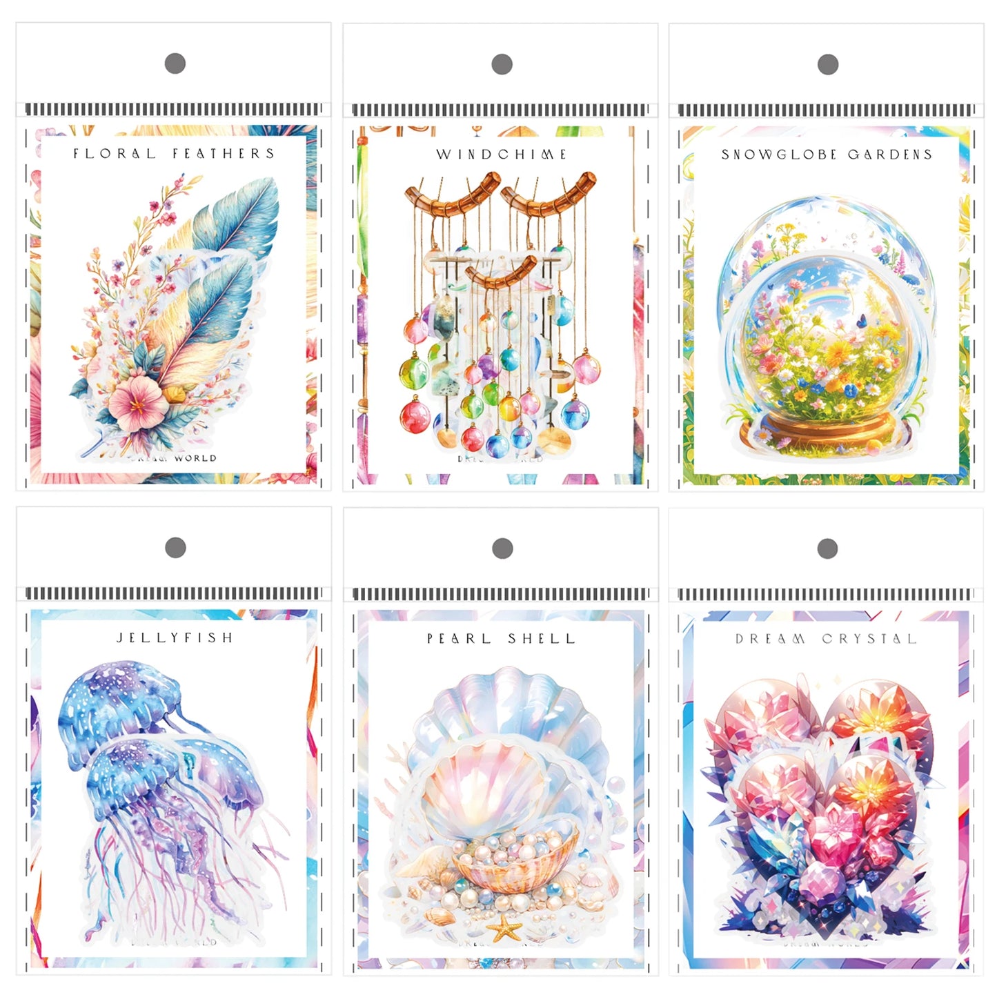 S-77 20 pcs Feather jellyfish crystal pattern Stickers