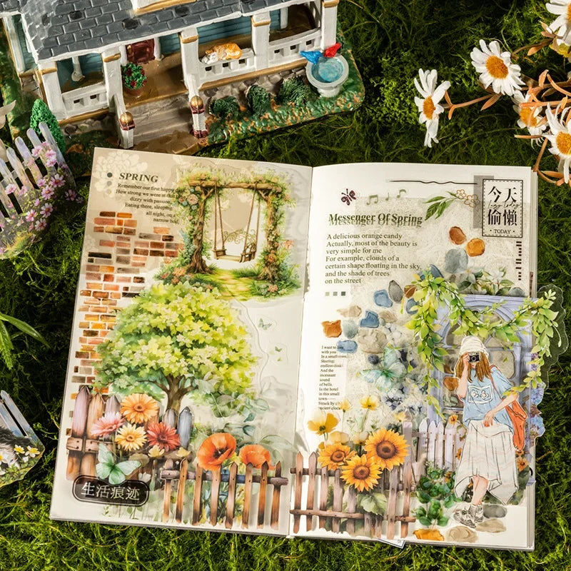 S-46 10Sheets Stickers Hard Card 3D Garden Fence Background Landscaping DIY Sticker