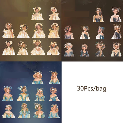 S-21 Mr. Paper 2Style 30Pcs/bag Spring Girls Theme PET Stickers Creative Handbook Stickers DIY Picture Book Notebook Photo Frame