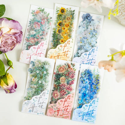 S-28 20 Sheet Flowers PET Plant Stickers Package Garden Office Aesthetic Decorative School Stationery Supplies Handbook Scrapbooking