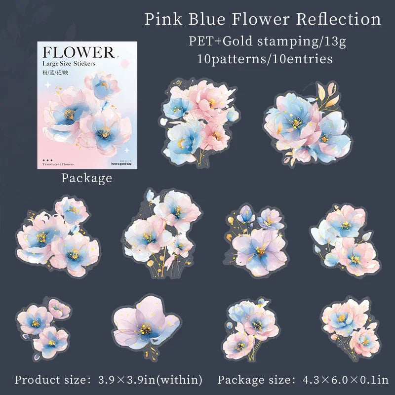 JIANWU Translucen Flowers Series Vintage Flower Bronzing Material Collage PET Sticker Creative DIY Journal Stationery