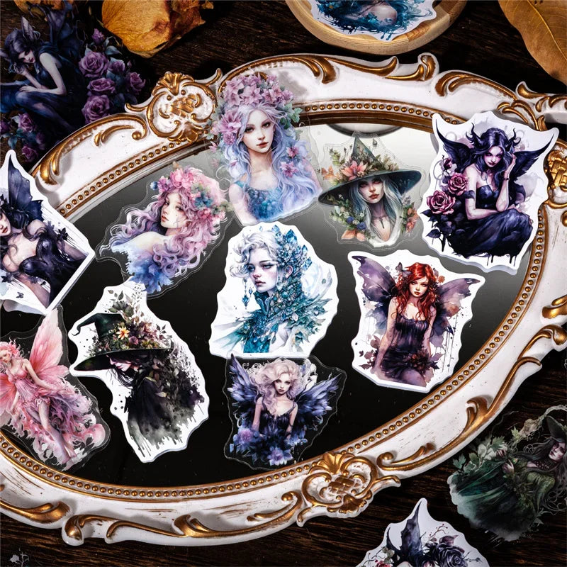 10Sheets Retro Sticker Pack DIY Fairy Material Supplies Character Handbook Sticker Decorative Stickers Scrapbook Cut 13*9CM