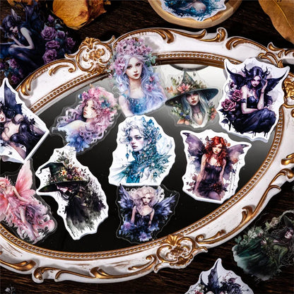 10Sheets Retro Sticker Pack DIY Fairy Material Supplies Character Handbook Sticker Decorative Stickers Scrapbook Cut 13*9CM