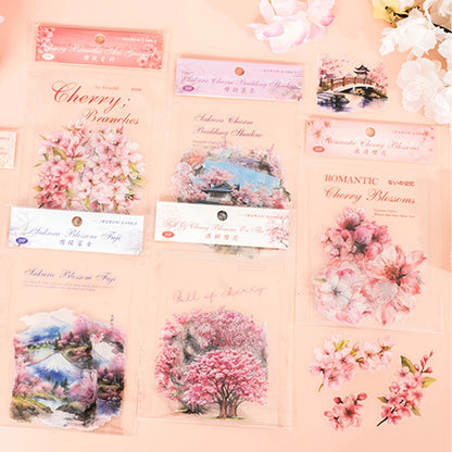 S-16 Mr. Paper 6Style 20Pcs/bag Cherry Blossom Theme Sticker Pack DIY Handbook Decoration Scrapbook Phone Case Calendar