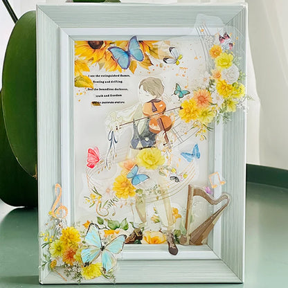 S-63  30Pcs/bag Flower Music Stamping Theme Sticker