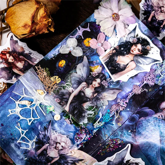 10Sheets Retro Sticker Pack DIY Fairy Material Supplies Character Handbook Sticker Decorative Stickers Scrapbook Cut 13*9CM