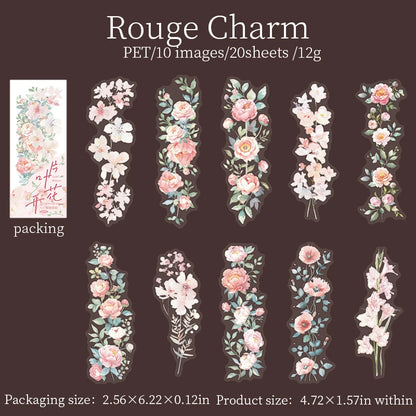 S-28 20 Sheet Flowers PET Plant Stickers Package Garden Office Aesthetic Decorative School Stationery Supplies Handbook Scrapbooking