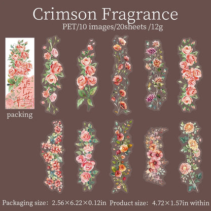 S-28 20 Sheet Flowers PET Plant Stickers Package Garden Office Aesthetic Decorative School Stationery Supplies Handbook Scrapbooking