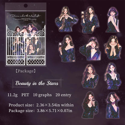 20pcs party girl series waterproof PET stickers DIY scrapbook decoration photo frame album diary envelope stationery decoration