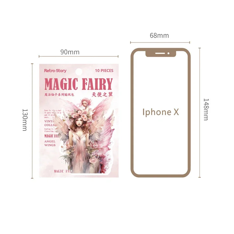 10Sheets Retro Sticker Pack DIY Fairy Material Supplies Character Handbook Sticker Decorative Stickers Scrapbook Cut 13*9CM