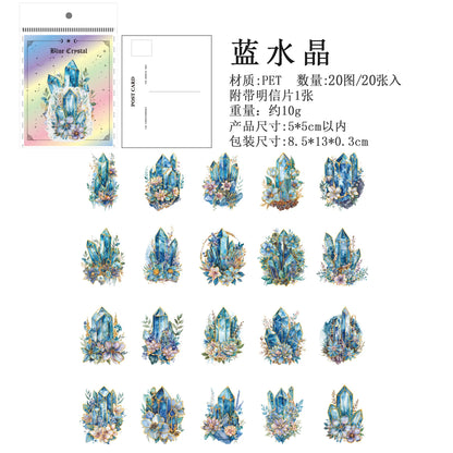 20pcs Cartoon Fantasy Crystal Sticker Pack DIY Hand Account Diary Decorative Funny Scrapbooking Stickers Kids Gift Reward Toy