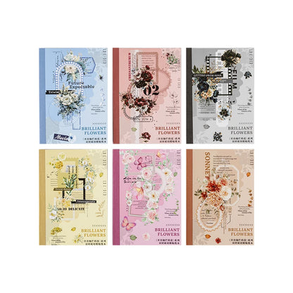 S-19 6packs/LOT Blooming brilliant flowers series retro message sticker