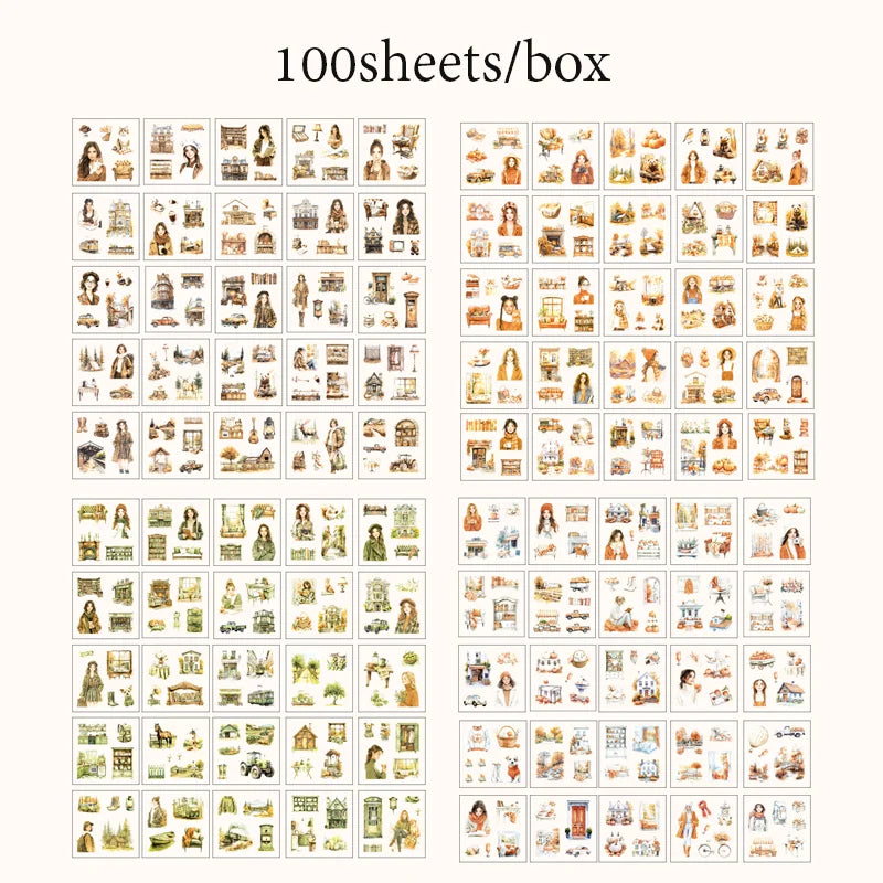 Mr Paper 100Pcs/box Flowering Seasons Series Boxed Stickers Children's Handbook Stickers Cute Style DIY Scrapbook Picture Book