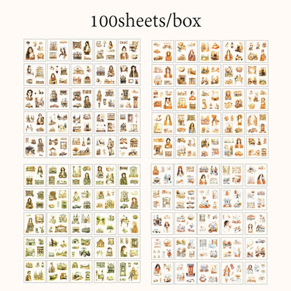 Mr Paper 100Pcs/box Flowering Seasons Series Boxed Stickers Children's Handbook Stickers Cute Style DIY Scrapbook Picture Book