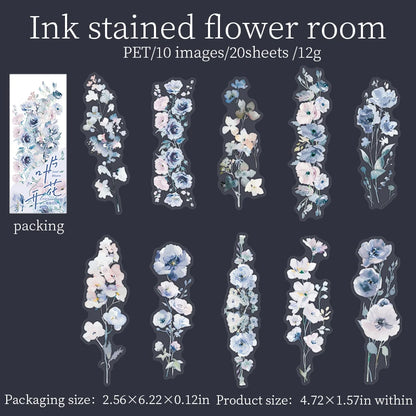 S-28 20 Sheet Flowers PET Plant Stickers Package Garden Office Aesthetic Decorative School Stationery Supplies Handbook Scrapbooking