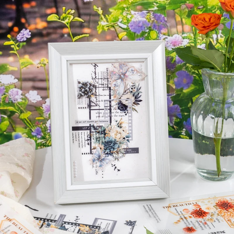 S-19 6packs/LOT Blooming brilliant flowers series retro message sticker
