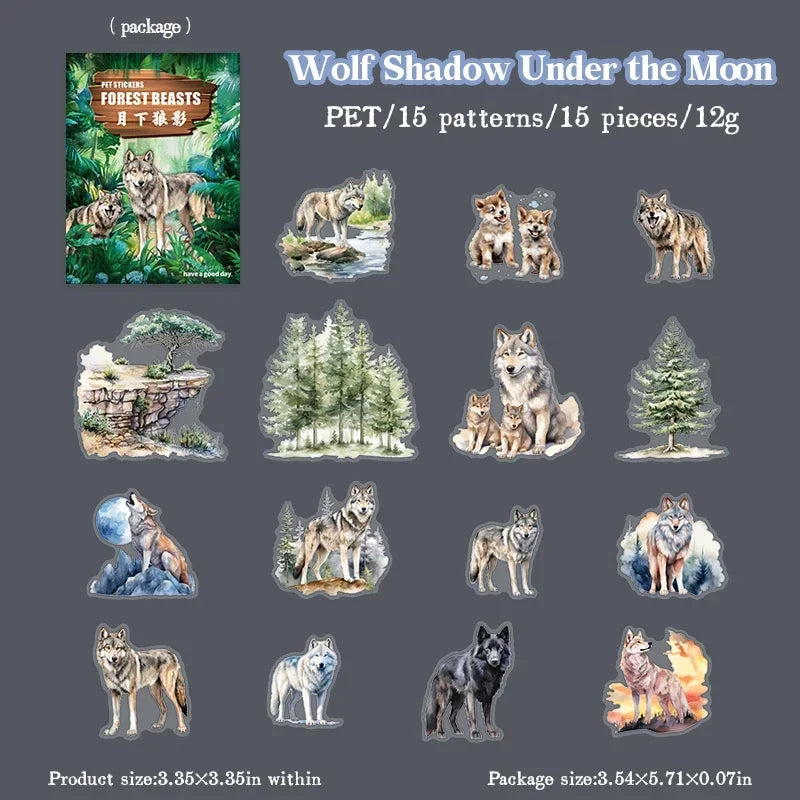S-48 15Pcs  Under Moon Jungle Sticker