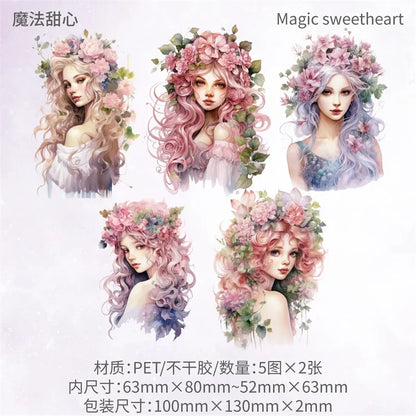 10Sheets Retro Sticker Pack DIY Fairy Material Supplies Character Handbook Sticker Decorative Stickers Scrapbook Cut 13*9CM