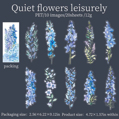 S-28 20 Sheet Flowers PET Plant Stickers Package Garden Office Aesthetic Decorative School Stationery Supplies Handbook Scrapbooking
