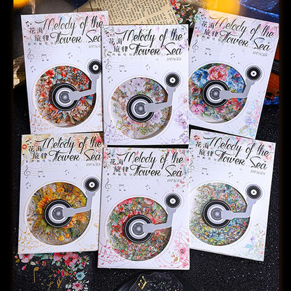 S-63  30Pcs/bag Flower Music Stamping Theme Sticker