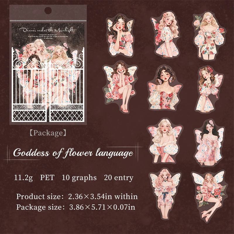 20pcs party girl series waterproof PET stickers DIY scrapbook decoration photo frame album diary envelope stationery decoration