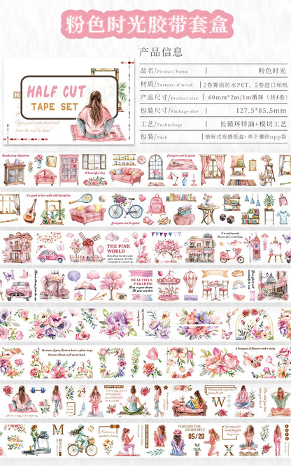 T-8 4 Rolls/Set Green Plants PET Tape