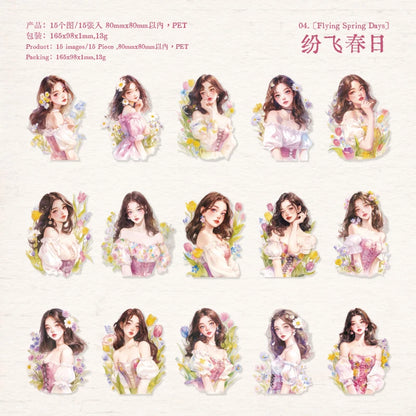 S-73 Beautiful Girl PET Stickers