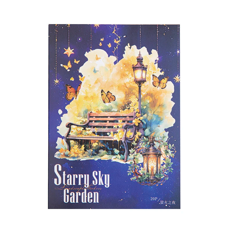 PET Sticker Bag Garden Series Starry Moon Garden Camping Pattern Hand Account Stickers Creative DIY Greeting Card Decorative