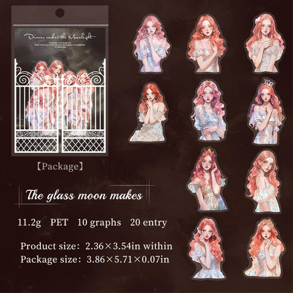 20pcs party girl series waterproof PET stickers DIY scrapbook decoration photo frame album diary envelope stationery decoration