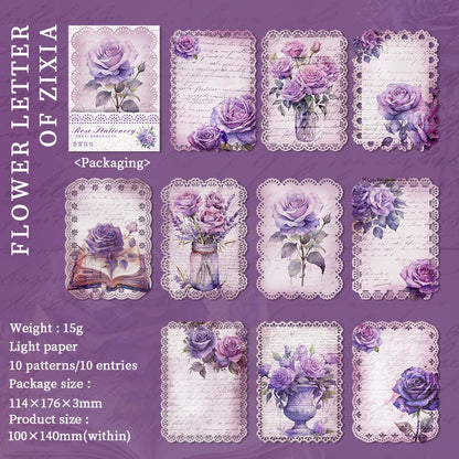 JIANQI 10pcs/pack Vintage Rose Floral Lace paper Scrapbook Materials DIY Junk Journal Collage Photo Album Retro Background paper