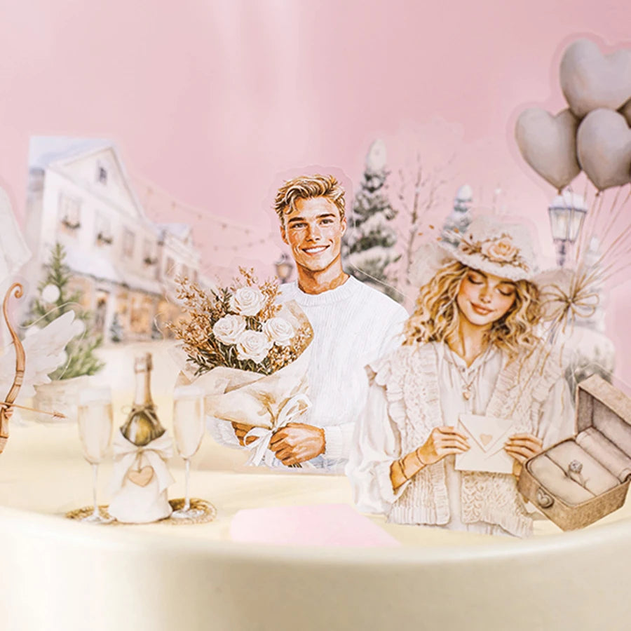 2Style 60Pcs/bag Couple Character Romantic Scenic Stickers