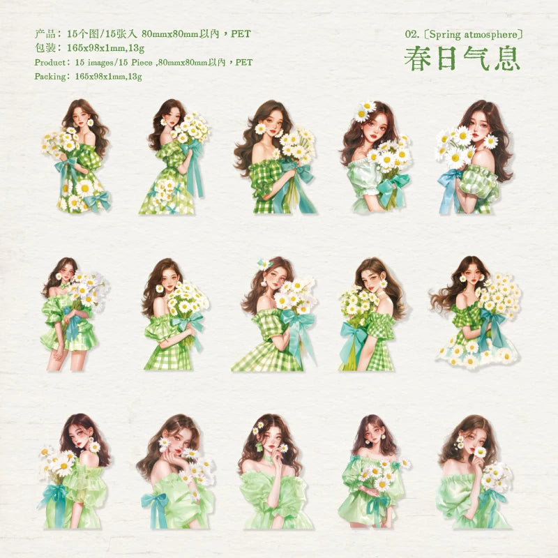 S-73 Beautiful Girl PET Stickers