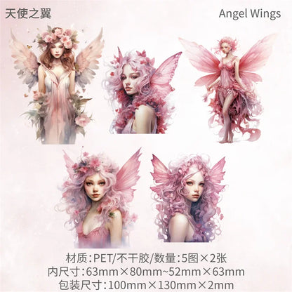 10Sheets Retro Sticker Pack DIY Fairy Material Supplies Character Handbook Sticker Decorative Stickers Scrapbook Cut 13*9CM