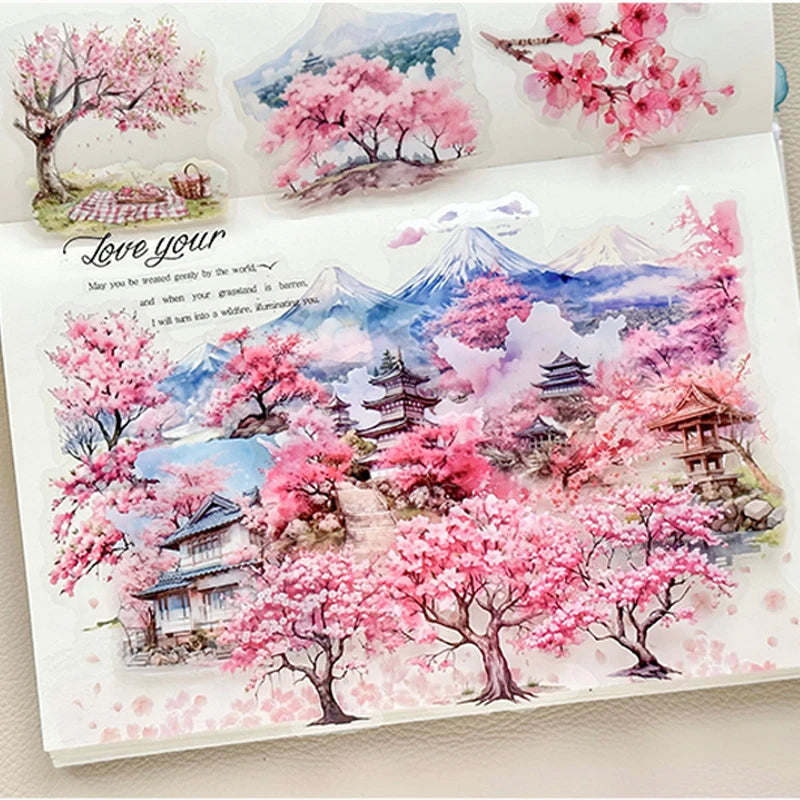 S-16 Mr. Paper 6Style 20Pcs/bag Cherry Blossom Theme Sticker Pack DIY Handbook Decoration Scrapbook Phone Case Calendar