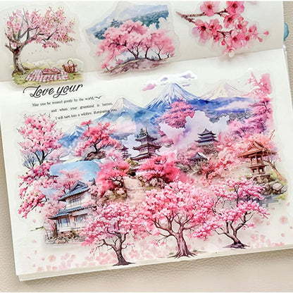 S-16 Mr. Paper 6Style 20Pcs/bag Cherry Blossom Theme Sticker Pack DIY Handbook Decoration Scrapbook Phone Case Calendar