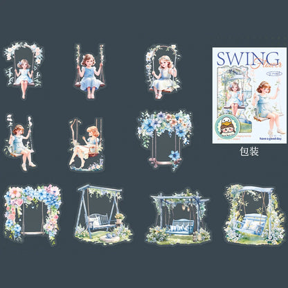 S-39 Paper, 6 styles 10pcs/bag ‘Flower Language’ Series Swing Theme Stickers