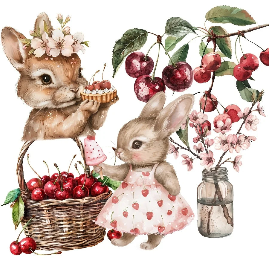 JAIIMAN 80pcs-84pcs PET and Art Paper Sticker Set Woodland Fairy, Rabbit, Floral, for Holiday Decor, Scrapbooking,Album Decor