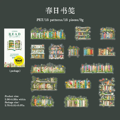 S-7 Flowers and bookshelves Stickers PET