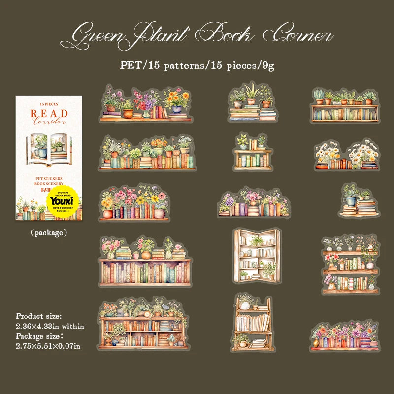 S-7 Flowers and bookshelves Stickers PET