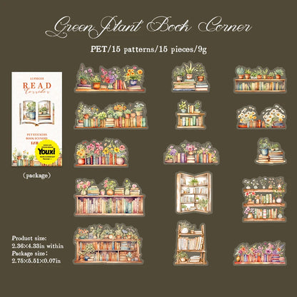 S-7 Flowers and bookshelves Stickers PET