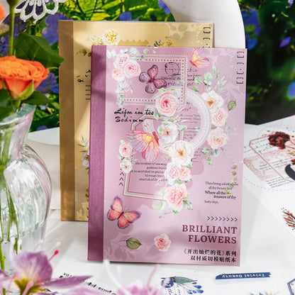 S-19 6packs/LOT Blooming brilliant flowers series retro message sticker