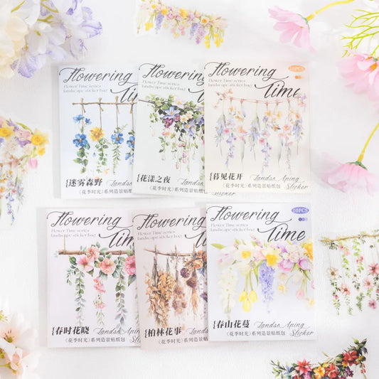 S-18 12packs/LOT Flower season time series cute lovely retro decorative PET sticker