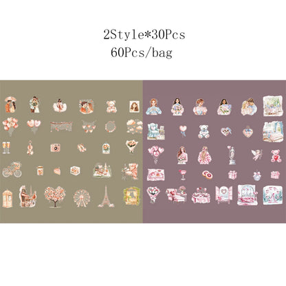 2Style 60Pcs/bag Couple Character Romantic Scenic Stickers