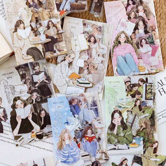 2Style 90Pcs/bag Elegant Reading Girl Sticker Pack DIY Handbook Creative Material Stickers Scrapbook Photo Frame Calendar